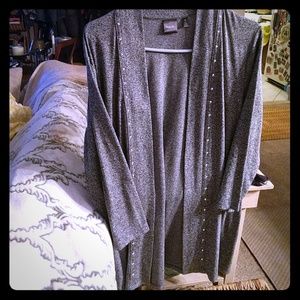 Gray studded neckline cardigan